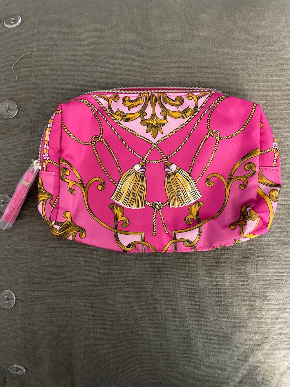 Estee Lauder Pink Decorative Tassel Print Women’s Cosmetic Pouch